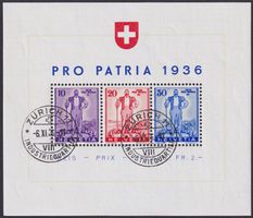 1936, W8 "Pro Patria" Block gestempelt, 300.-+ von ZÜRICH