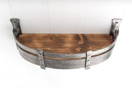 Wandregal halbrund, geschmiedet, Metall/Holz