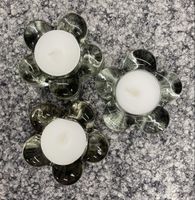 3er Set Teelichthalter aus Glas im Blumendesign, Top!