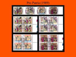"Pro Patria" Vollstempel-Serie + Viererblöcke (1989 )
