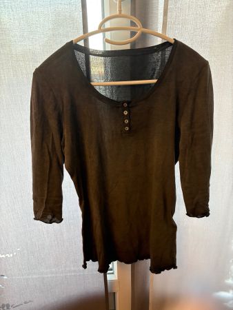 T-shirt Soccx marron manches 3/4 à boutons – Taille M