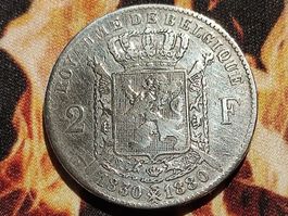 2 Franc Belgien Silber 1880