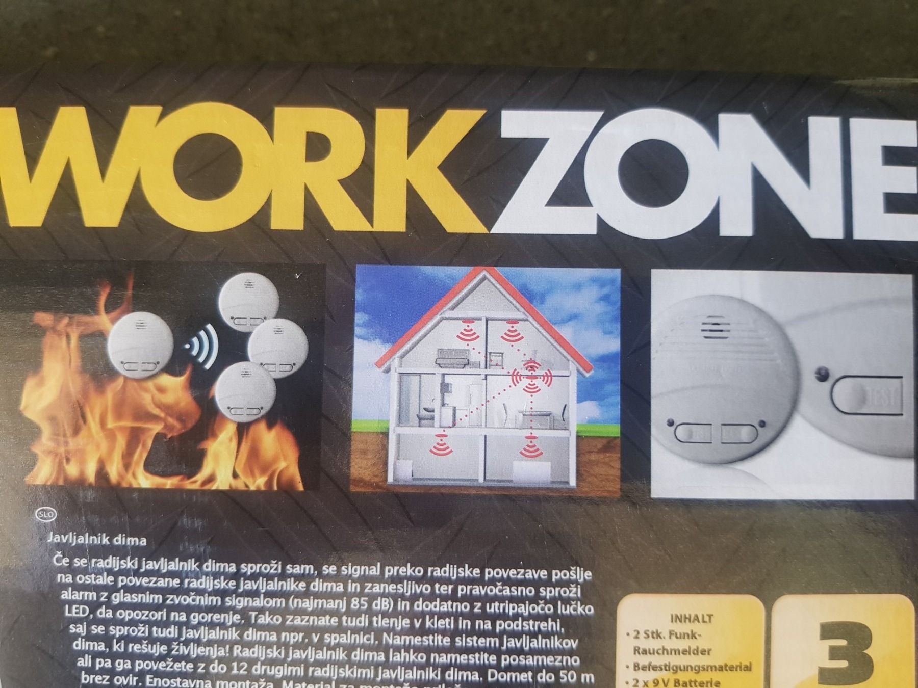 Systèmes d'alarme: Radio-détecteur de fumée WorkZone – Neuf avec emballage d'origine à Essertes par  4