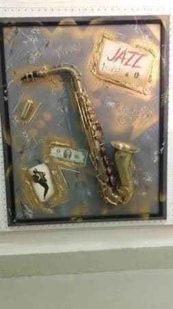 Musikinstrumente: Rost "Saxophon 3 D" Collage Sax – Gebraucht aus Zürich von Galerie-Kunst