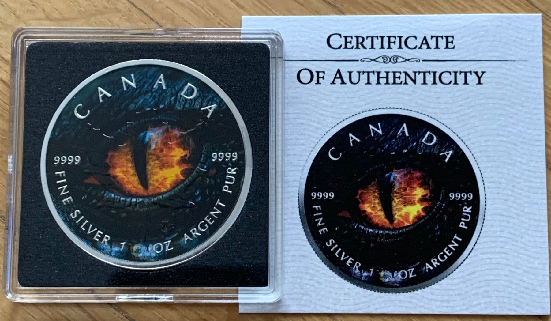 Toutes les monnaies: Maple Leaf 2025 Farbiger Round BLACK DRAGON EYE 1oz. Silber – Neuf (Voir description) à Wetzikon ZH par Nicki6 1