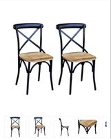 4er Set Stühle Holz Metall im Kreuzdesign