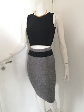 🤩MANGO SUIT PIED-DE-POUL BLEISTIFT-ROCK SCHWARZ-WEISS