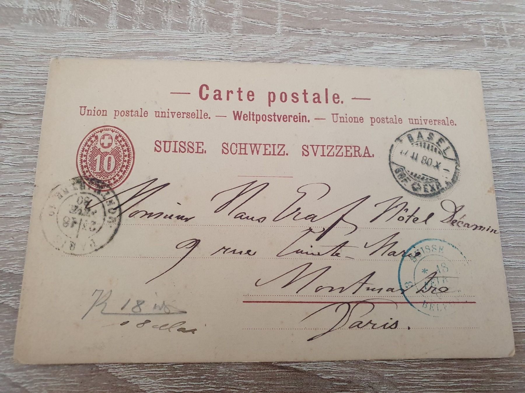 Tutti i francobolli: 10rp Ganzsache Basel - Paris – Usato da Balgach venduto da SIMEON27