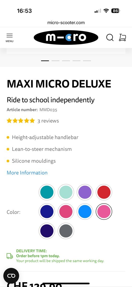 Micro Caschi: Micro Maxi Deluxe scooter + helmet – Usato da Kloten venduto da wer_26t5 5