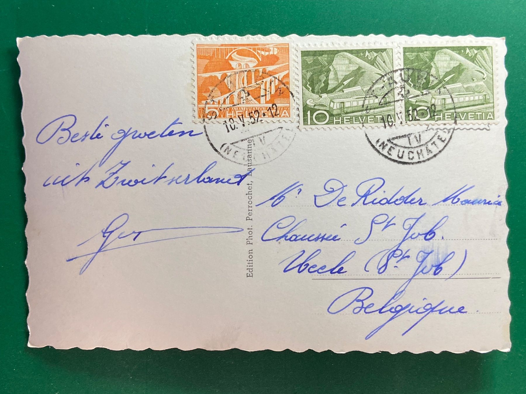 Cartoline postali: Alte Ansichtskarte St. Aubin, Neuenburgersee, 1952 – Usato da Steg VS venduto da _vinci_ 1