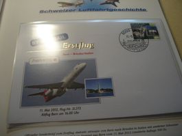 2 Briefe Erstflug Helvetic, 2012, Bern - Brindisi - Bern