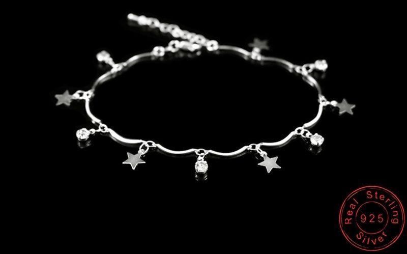 Armbänder & -reifen: silber fusskette mit sternen und stein – Neu und originalverpackt aus St. Gallen von yatoot26 5