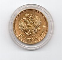 (38) Russland, 10 Rubel 1898, stgl Gold