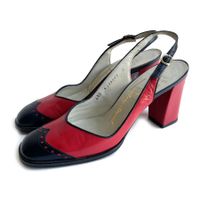 Sandaletten 36 rot-schwarz Blockabsatz BALLY VINTAGE 1970s
