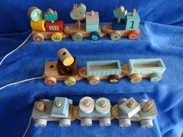 Holz Züge 3 Stück, Eisenbahn. Kinderspielsachen. ab 2jährig