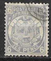 Transvaal 1885: Wappen 6 Pence blau