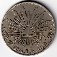 Mexico 8 Reales 1884 Zs JS – Silbermünze Zacatecas Mint