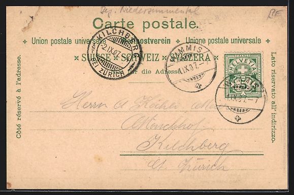 Cartoline postali: Litho Wimmis, Hotel Löwen, Buffet de la – Usato da Berlin venduto da bartko-reher 1