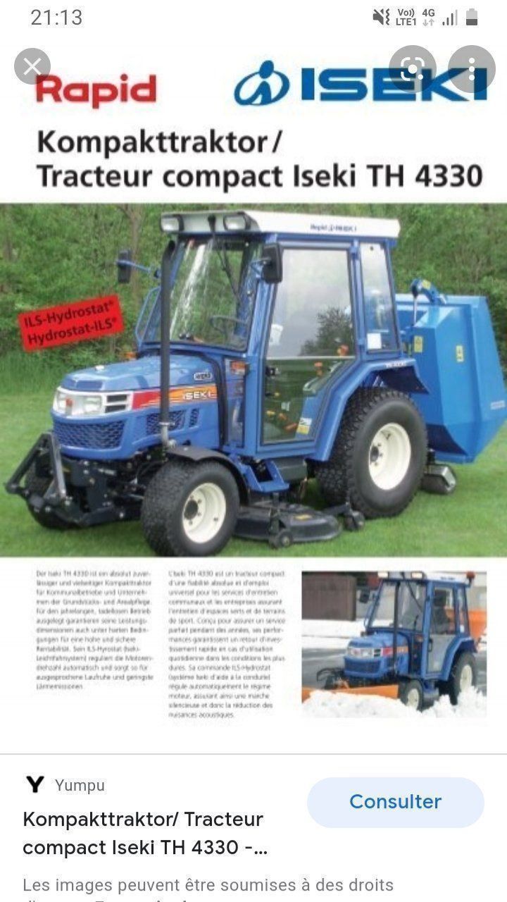 Prodotti per la cura & articoli per la pulizia: Tondeuse pour Iseki TH 4330. – Usato da Cuarny venduto da Micro-tracteur 5