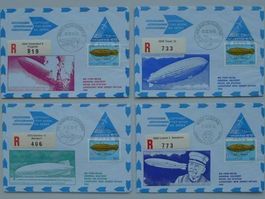 1975 VIER Aerogramme (Zeppelin) gelaufen, saubere Belege !