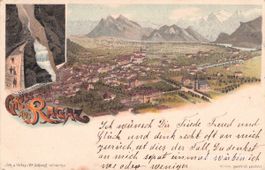 Bad Ragaz SG // 1900 Litho Dorf Tamina Schlucht
