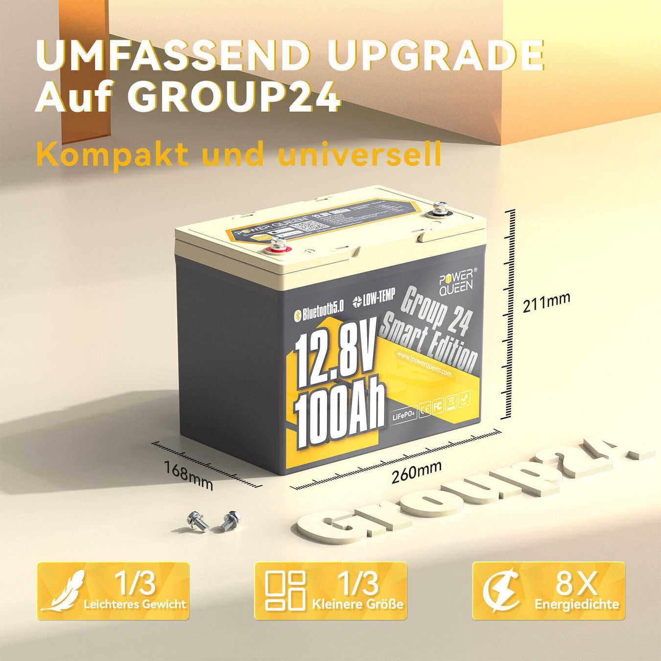 Batterie: Power Queen 12V 100Ah Batterie – Nuovo e nell'imballaggio originale da Bottighofen venduto da zaap 1