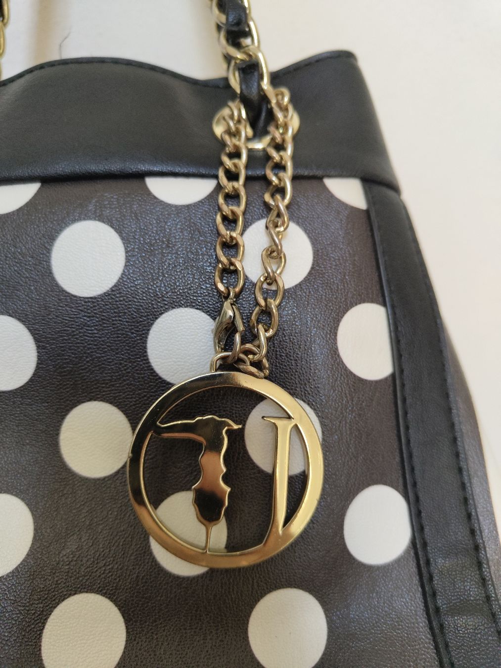 Trussardi Borse da donna: Borsa secchiello a pois e righe Trussardi Jeans e catena – Usato da Lugano venduto da mar_5j2q 7