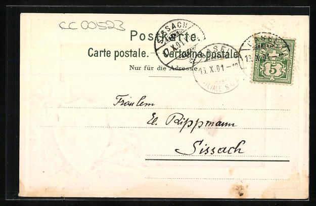 Cartoline postali: Präge-Lithographie Basel, Totalansichte – Usato da Berlin venduto da bartko-reher 1
