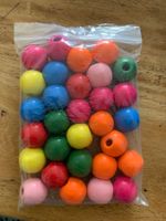 Bunte Holzperlen / Bastelperlen 14mm 30 Stk.