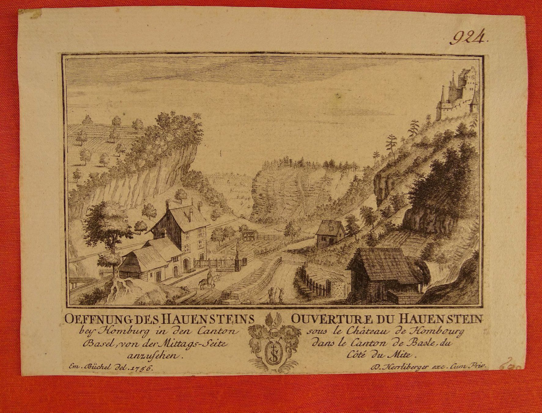 Incisioni: HAUENSTEIN, HOMBURG, KUPFERSTICH 1756 – Usato da Grüningen venduto da Kartensammler