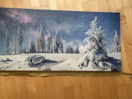 LED Leinwandbild Winterlandschaft beleuchtet
