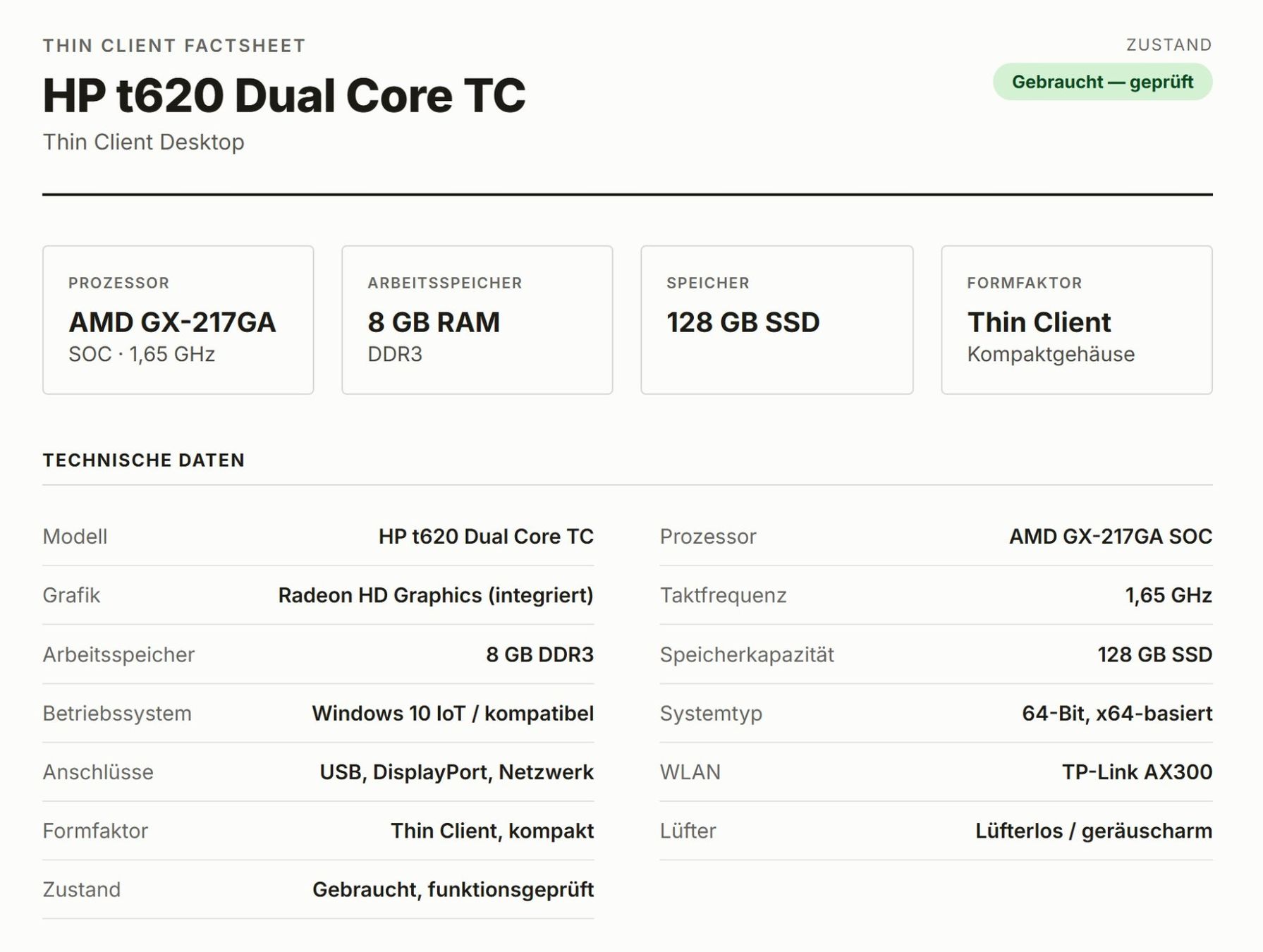 Hewlett Packard PCs: HP Thin Client WIN11 T620 platzsparend ! – D'occasion à Brüttisellen par itprofisgroup 1