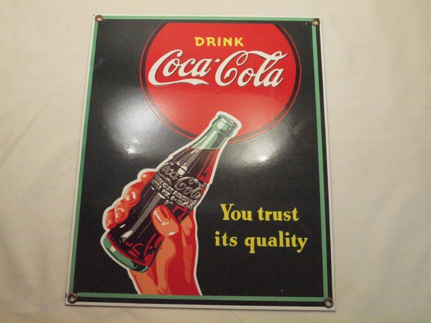 Coca-Cola Insegne: Drink Coca Cola Emaileschild – Usato da Oeschgen venduto da leichterreisen-63