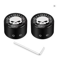 Harley-Davidson Achsmutter Abdeckung Skull, Schwarz, Neu!...