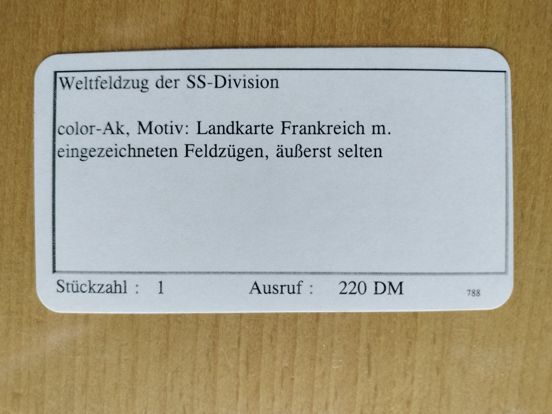 Cartoline postali: Antike Ansichtskarte , Westfeldzug der SS Division – Usato da Schwanden Sigrisw venduto da cadieux71 2