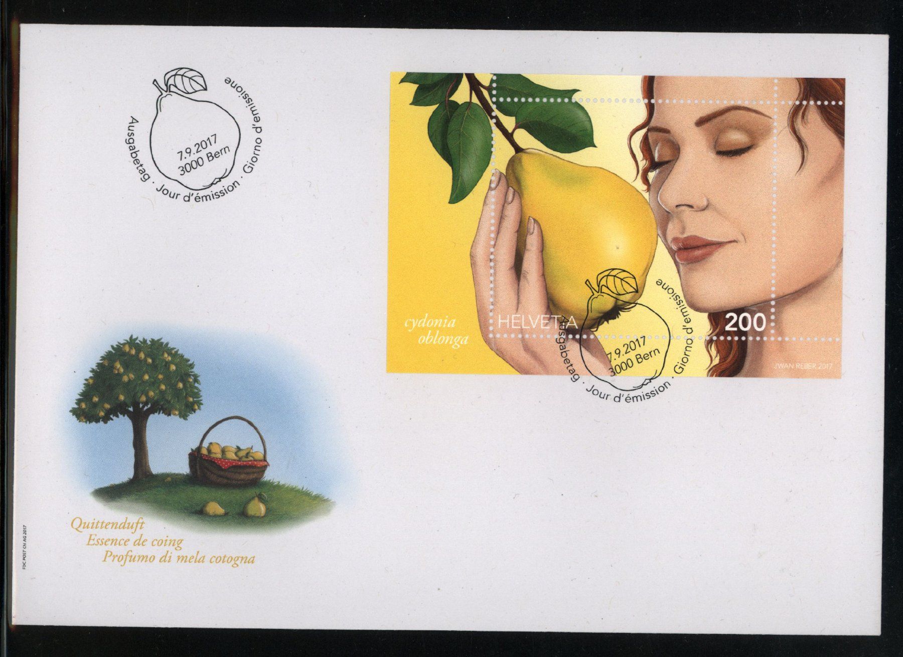 Tutti i francobolli: 2017, FDC, Sonderblock Quittenduft, (Nr. 1646), E6 – Usato da Willisau venduto da Vollstempel