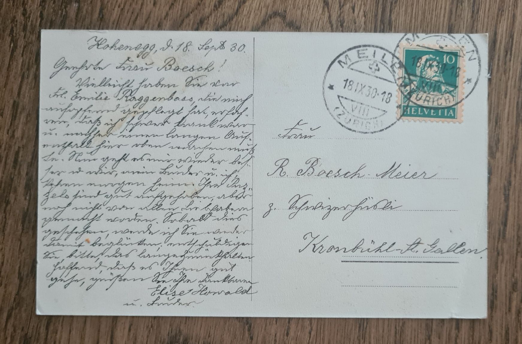 Cartoline postali: Hohenegg bei Meilen 1930 – Usato da Ebikon venduto da Donar50 3