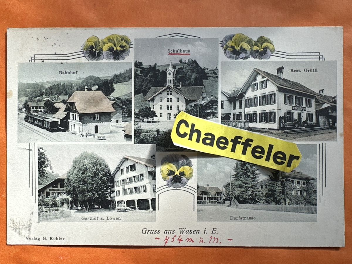 Cartoline postali: 1910 Gruss aus Wasen i. E. mit Stempel + Stick – Usato da Zürich venduto da Chaeffeler