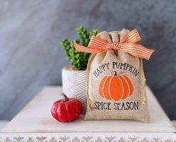Beutel Säckli Herbst Kürbis Happy Pumpkin Spice Season Deko