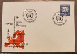 ONU Genf FDC 1967 Ersttagsbrief 20. Jahrestag 12.4.67 UNECE