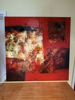  2 Abstrakte Bilder rot gold schwarz 120x149 cm guter Zustan