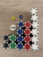 403 Poker Chips, inkl. dealer + big/small blind button