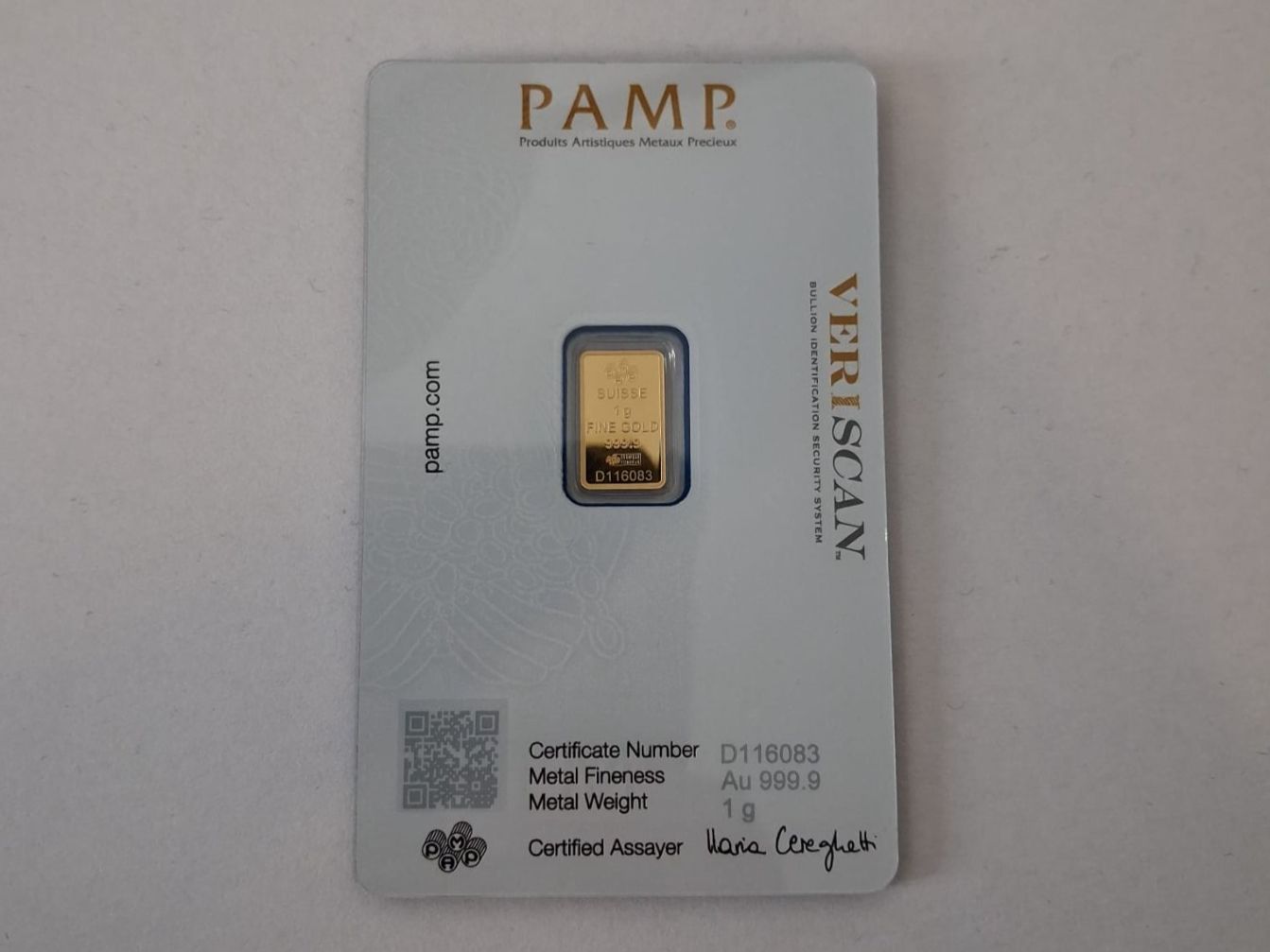Pamp Metalli preziosi: PAMP Suisse 1g Or .9999 - Lingot scellé – Nuovo e nell'imballaggio originale da Dombresson venduto da Saluro