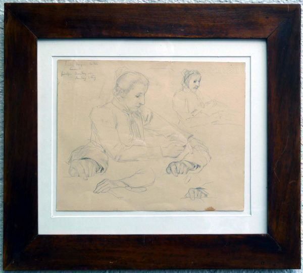 Dipinti: Albert Anker, Original Bleistiftstudie – Usato da Einsiedeln venduto da artgallery59