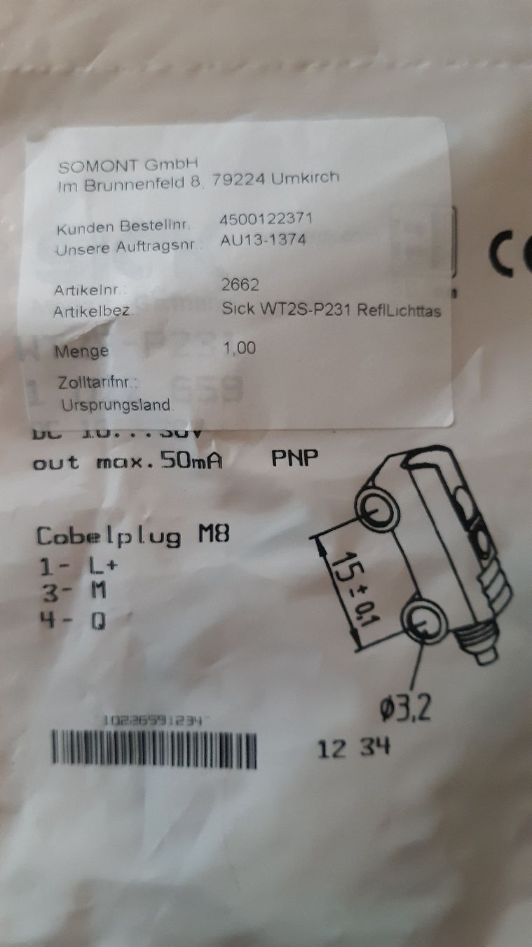 Componenti elettronici: SICK WT2S-P231 Reflektions-Lichttaster - NEU & Original! – Nuovo e nell'imballaggio originale da Oey venduto da Parkplatzbrocki 3