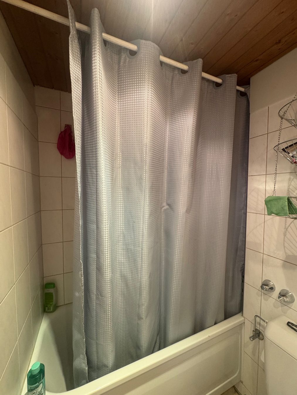 Conforama Tende: Duschvorhang schimmert silbern hellblau Textil fast neu – Nuovo (secondo la descrizione) da Bern venduto da Zenithar 2