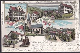 Eich Lithografie 6 Bilder Gasthaus Sonne Handlung Jung Post
