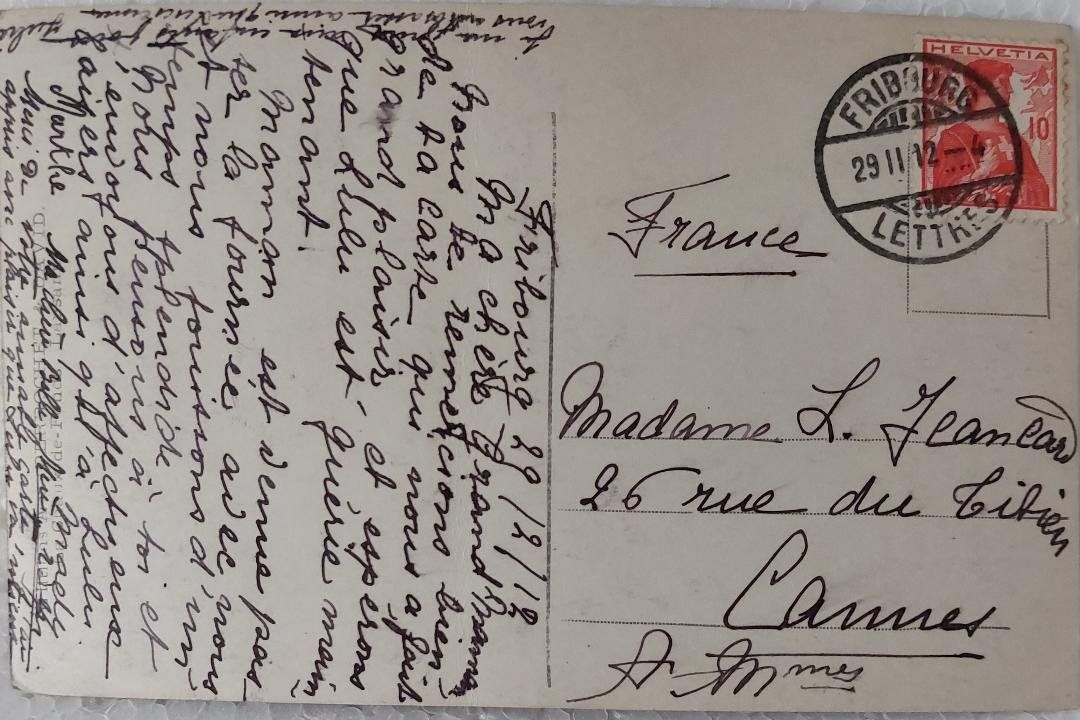 Cartoline postali: FRIBOURG -  Le Pont suspendu  -  1912 – Usato da Delémont venduto da Domdom1 1