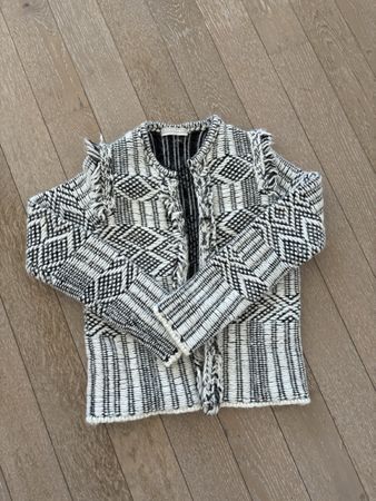 Stefanel Strickjacke schwarz weiss gemustert Grösse M