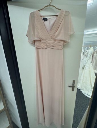 Abendkleid Rosa Grösse 36 Chiffon gerafft mit Flügelärmel